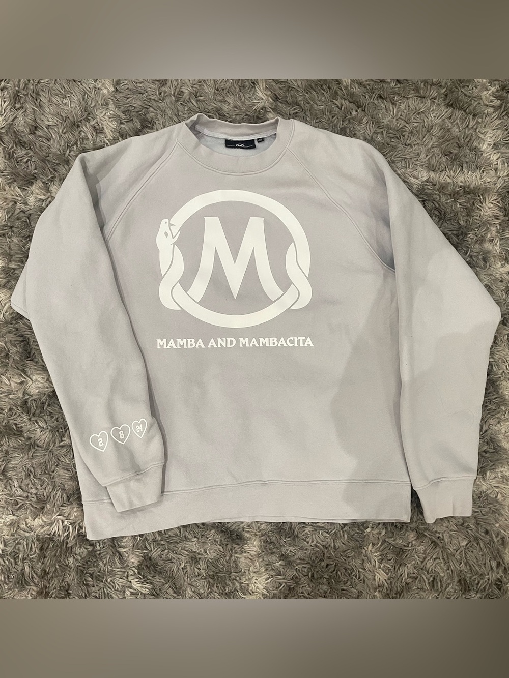 Mamba and Mambacita Stone Gray Pullover Sweatshirt LG Tall
